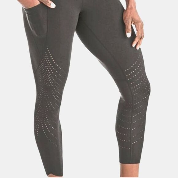 Member's Mark Gray Laser Cut High Waist Yoga Athletic Pocket Leggings-Size Small - Picture 1 of 13